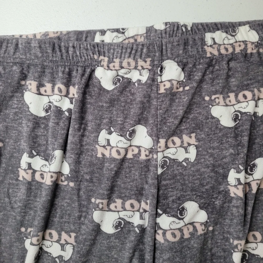 Peanuts Snoopy Nope Pajama Pants Girls Large 12-14 Gray Pink Sleepwear LZ40916SG